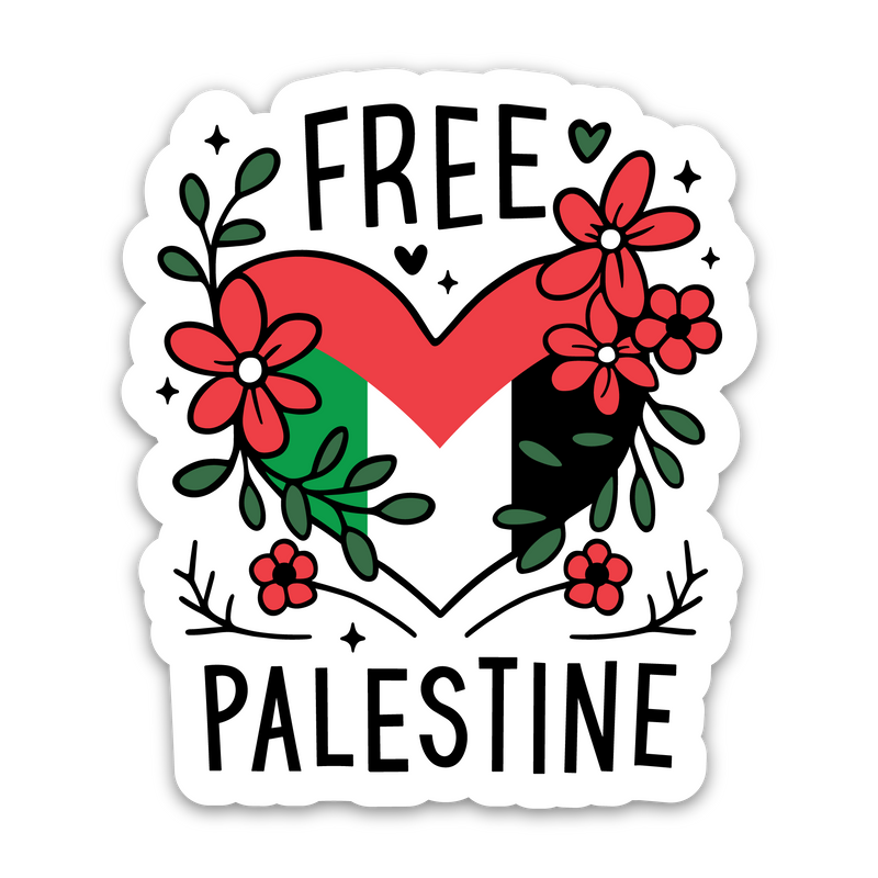 Free Palestine Heart Sticker - PurePali