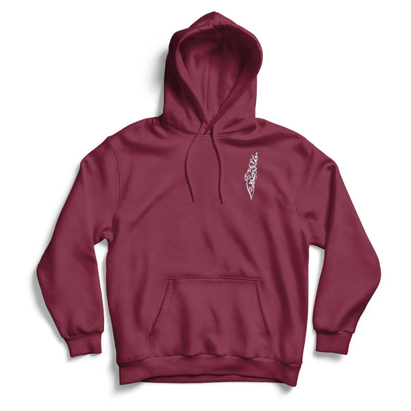 Calligraphy Embroidered Hoodie | Maroon - PurePali