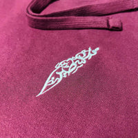 Calligraphy Embroidered Hoodie | Maroon - PurePali