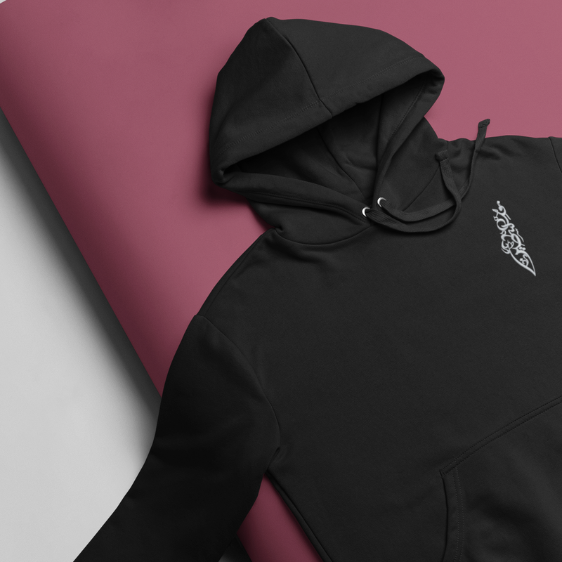 Calligraphy Embroidered Hoodie | Black - PurePali