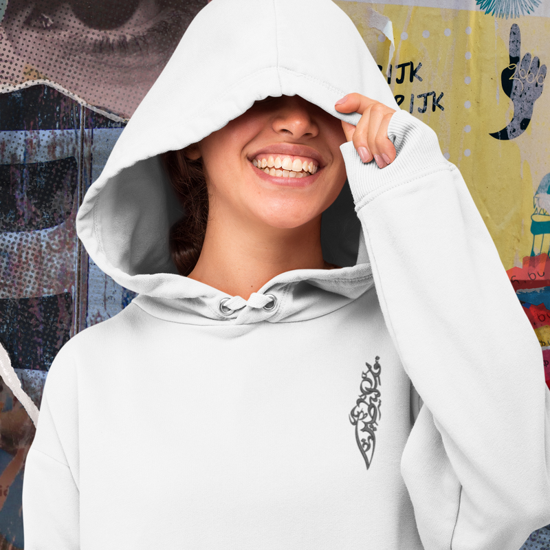 Calligraphy Embroidered Hoodie | White - PurePali