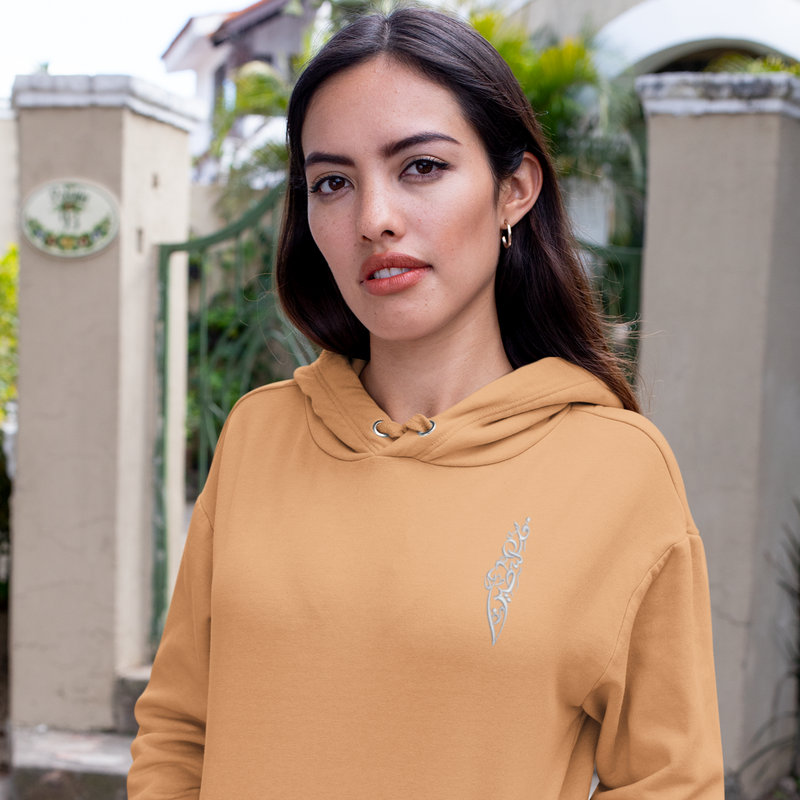 Calligraphy Embroidered Hoodie | Sand - PurePali